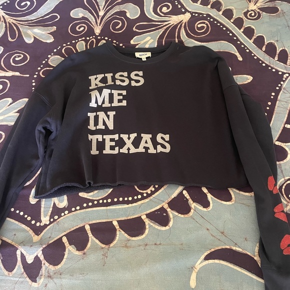 Koch “Kiss Me in Texas” Navy Cropped Sweatshirt - Picture 2 of 4